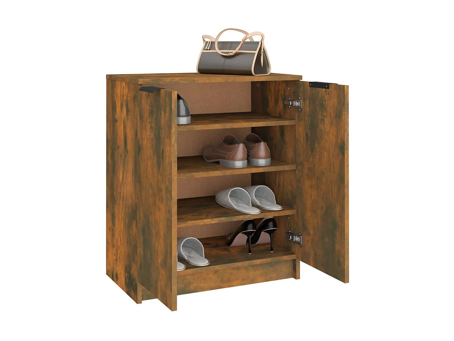 Meuble à chaussures Chêne fumé 59x35x70 cm Bois d'ingénierie