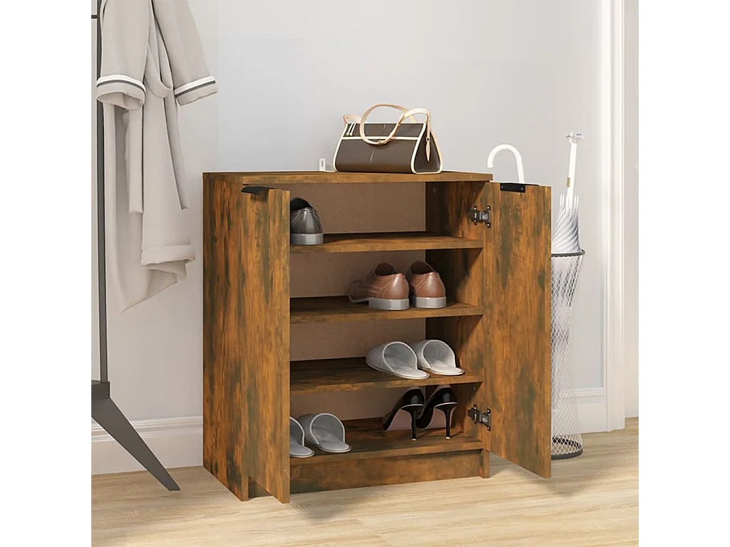 Meuble à chaussures Chêne fumé 59x35x70 cm Bois d'ingénierie
