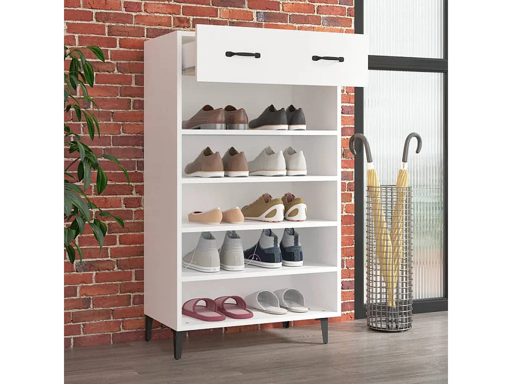 Armoire à chaussures Blanc 60x35x105 cm Bois d'ingénierie