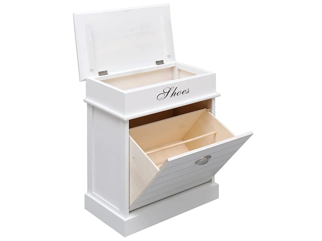 Armoire à chaussures Blanc 50 x 28 x 58 cm Bois de Paulownia