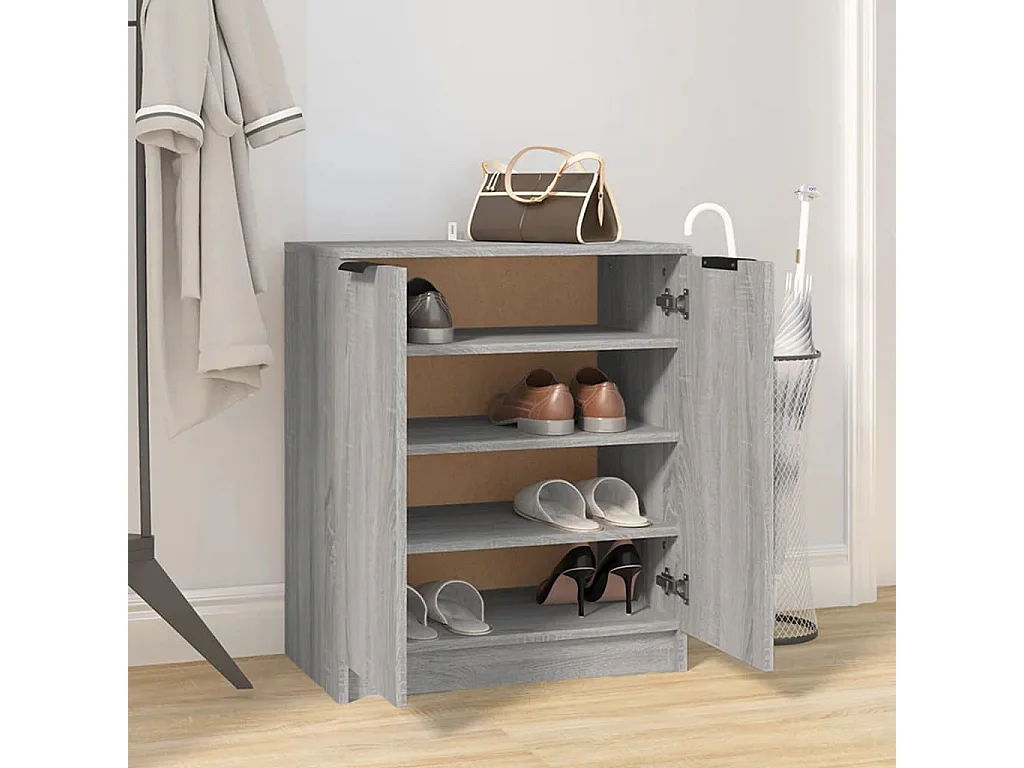 Meuble à chaussures Sonoma gris 59x35x70 cm Bois d'ingénierie