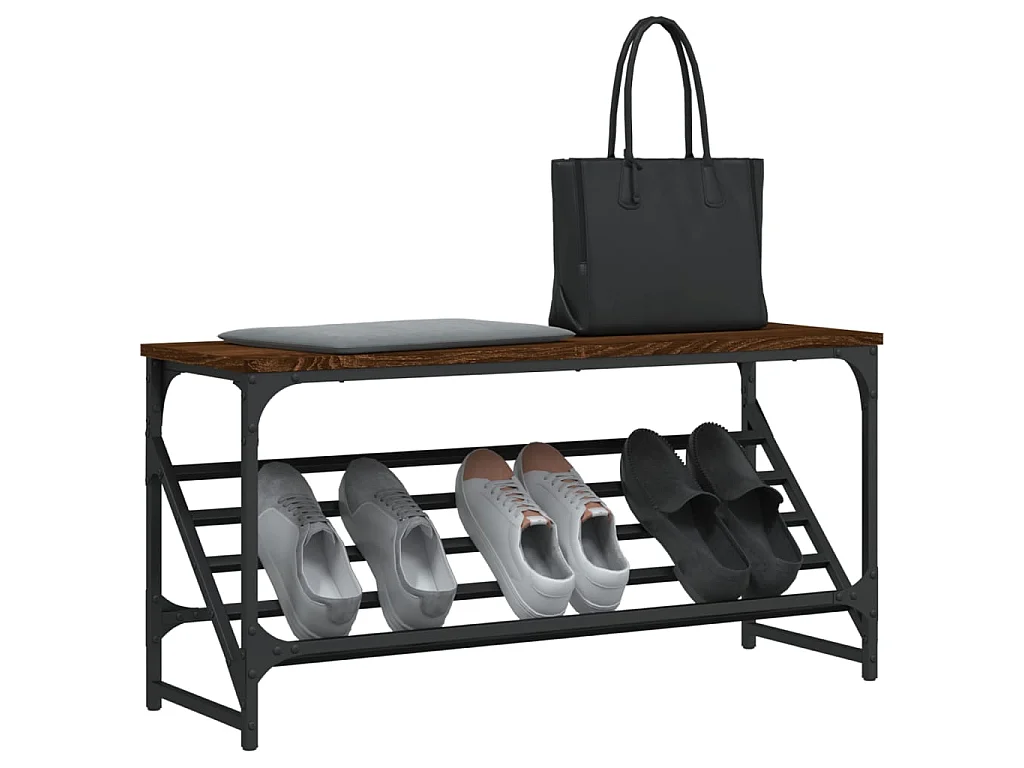 zapatero roble marrón 90x30x45 cm madera contrachapada