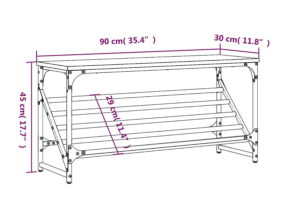 zapatero roble marrón 90x30x45 cm madera contrachapada