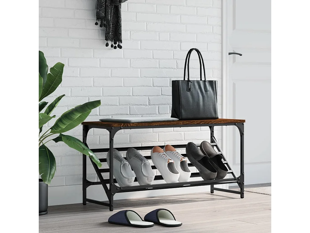 étagère à chaussures chêne marron 90x30x45 cm bois d'ingénierie
