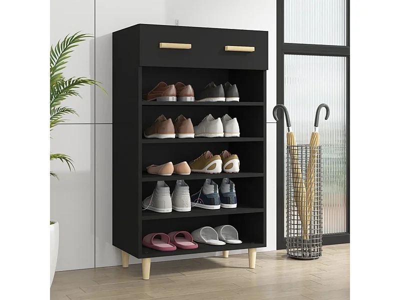 Armoire à chaussures Noir 60x35x105 cm Bois d'ingénierie