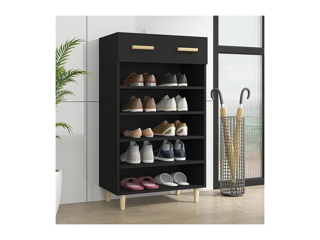 Armoire à chaussures Noir 60x35x105 cm Bois d'ingénierie