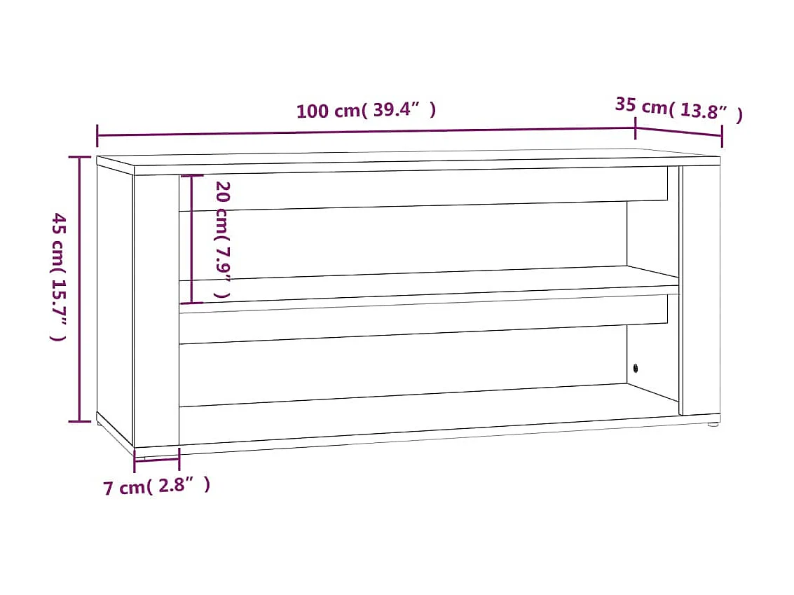 scarpiera Rovere Sonoma 100x35x45 cm MDF