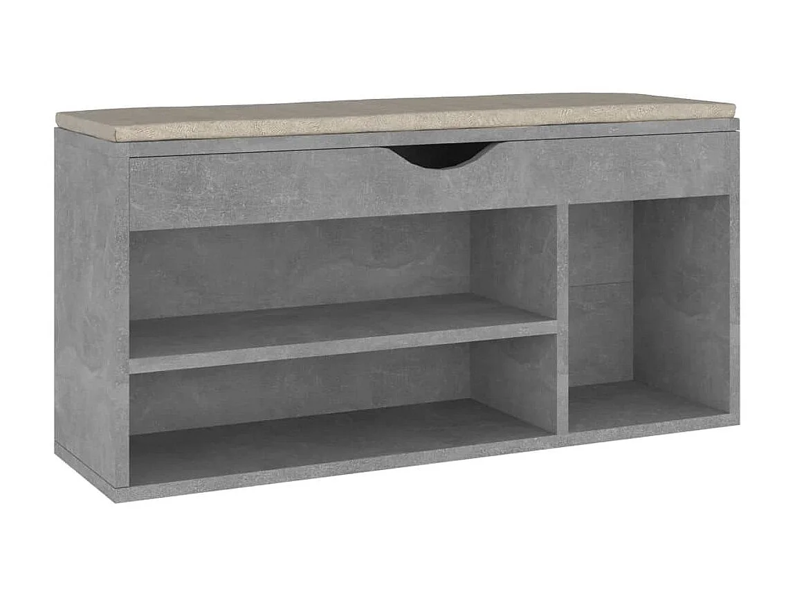 Banco de sapatos com almofada Cinza concreto 104x30x49cm Aglomerado