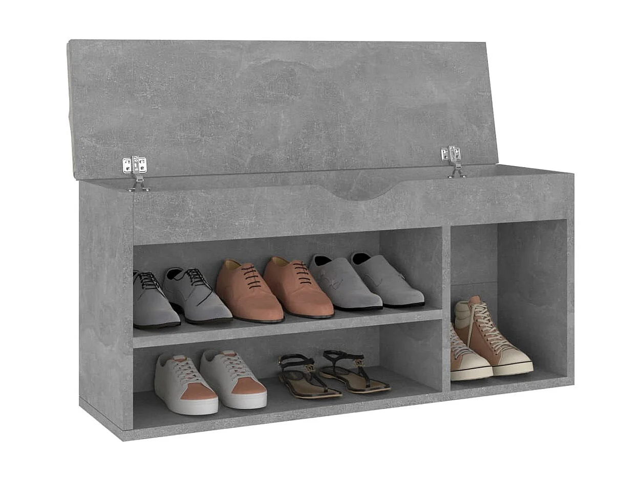 Banco de sapatos com almofada Cinza concreto 104x30x49cm Aglomerado
