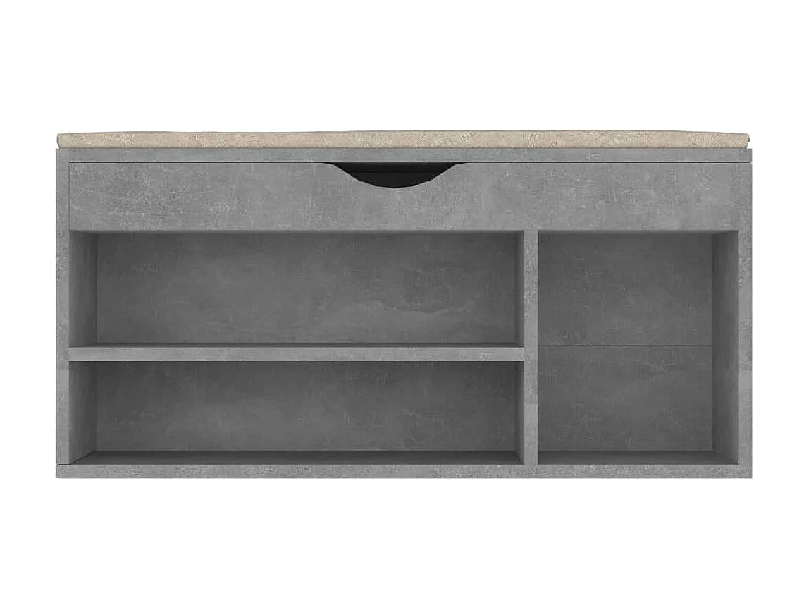 Banc à chaussures avec coussin Gris béton 104x30x49cm Aggloméré