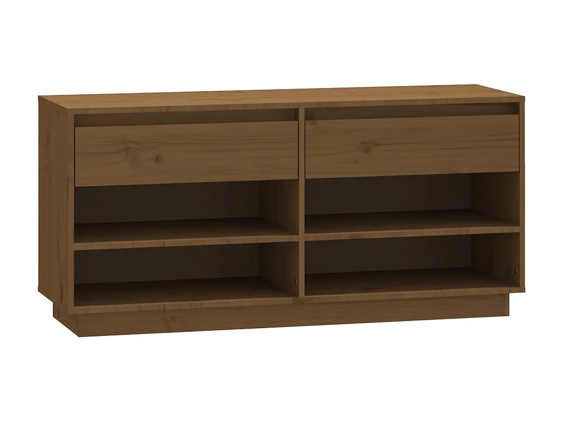Scarpiera Marrone miele 110x34x52 cm Legno di pino massiccio