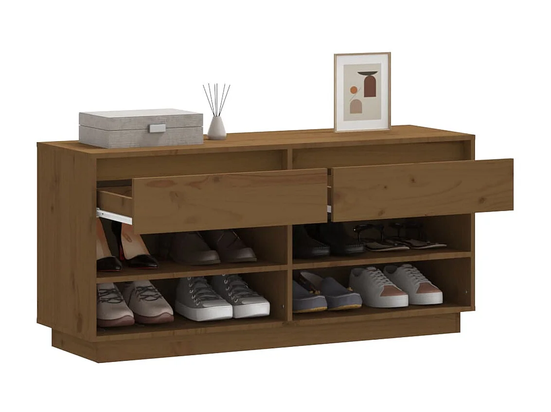 Schoenenkast Honingbruin 110x34x52cm Massief grenenhout