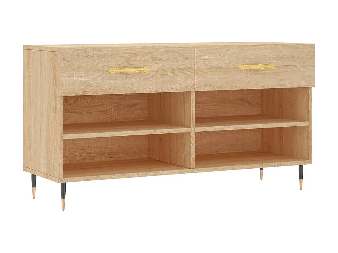 Banc à chaussures chêne sonoma 102x35x55 cm bois d'ingénierie