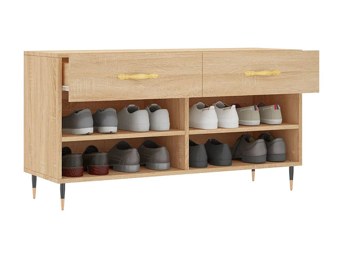 Banc à chaussures chêne sonoma 102x35x55 cm bois d'ingénierie