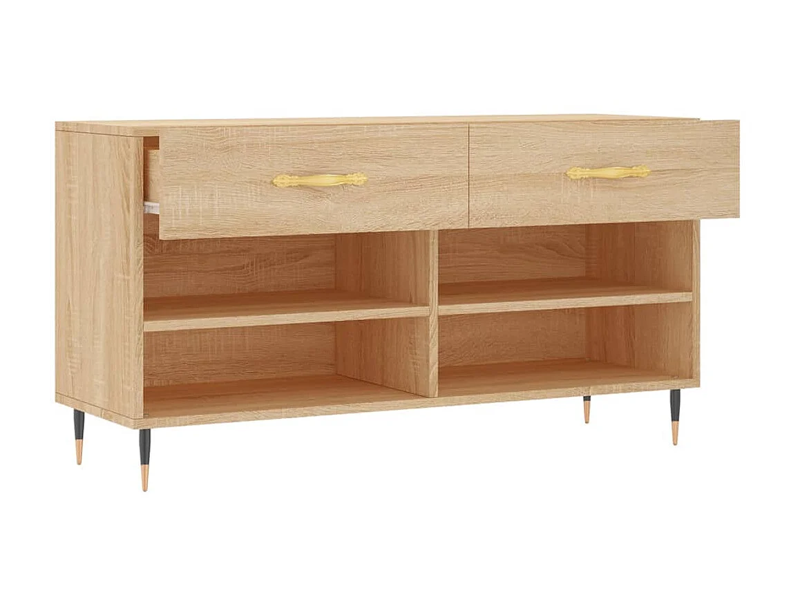 Banc à chaussures chêne sonoma 102x35x55 cm bois d'ingénierie