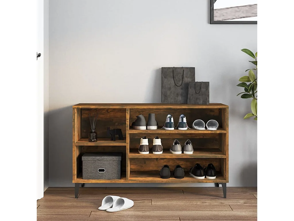 Armoire à chaussures Chêne fumé 102x36x60 cm Bois d'ingénierie