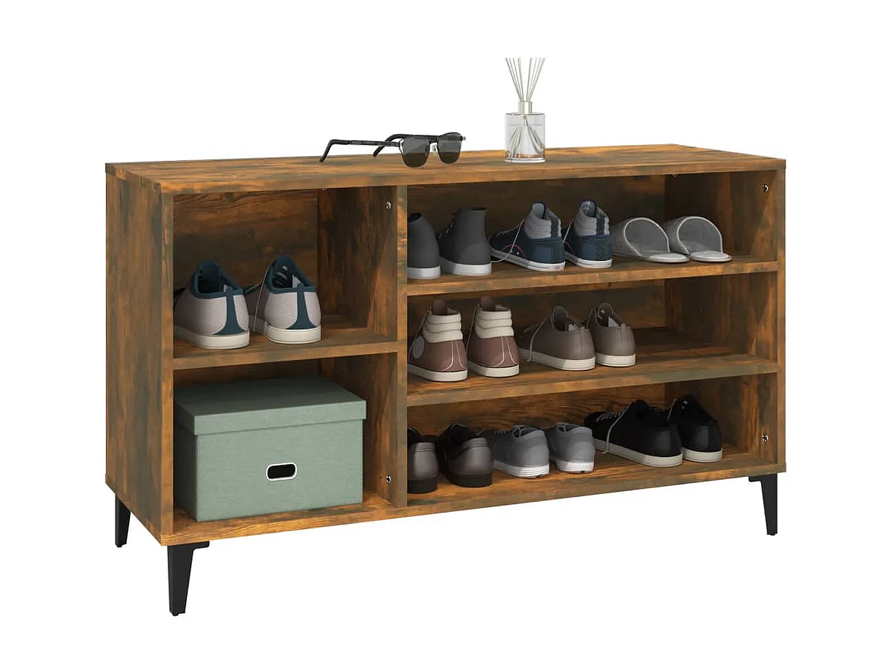 Armoire à chaussures Chêne fumé 102x36x60 cm Bois d'ingénierie