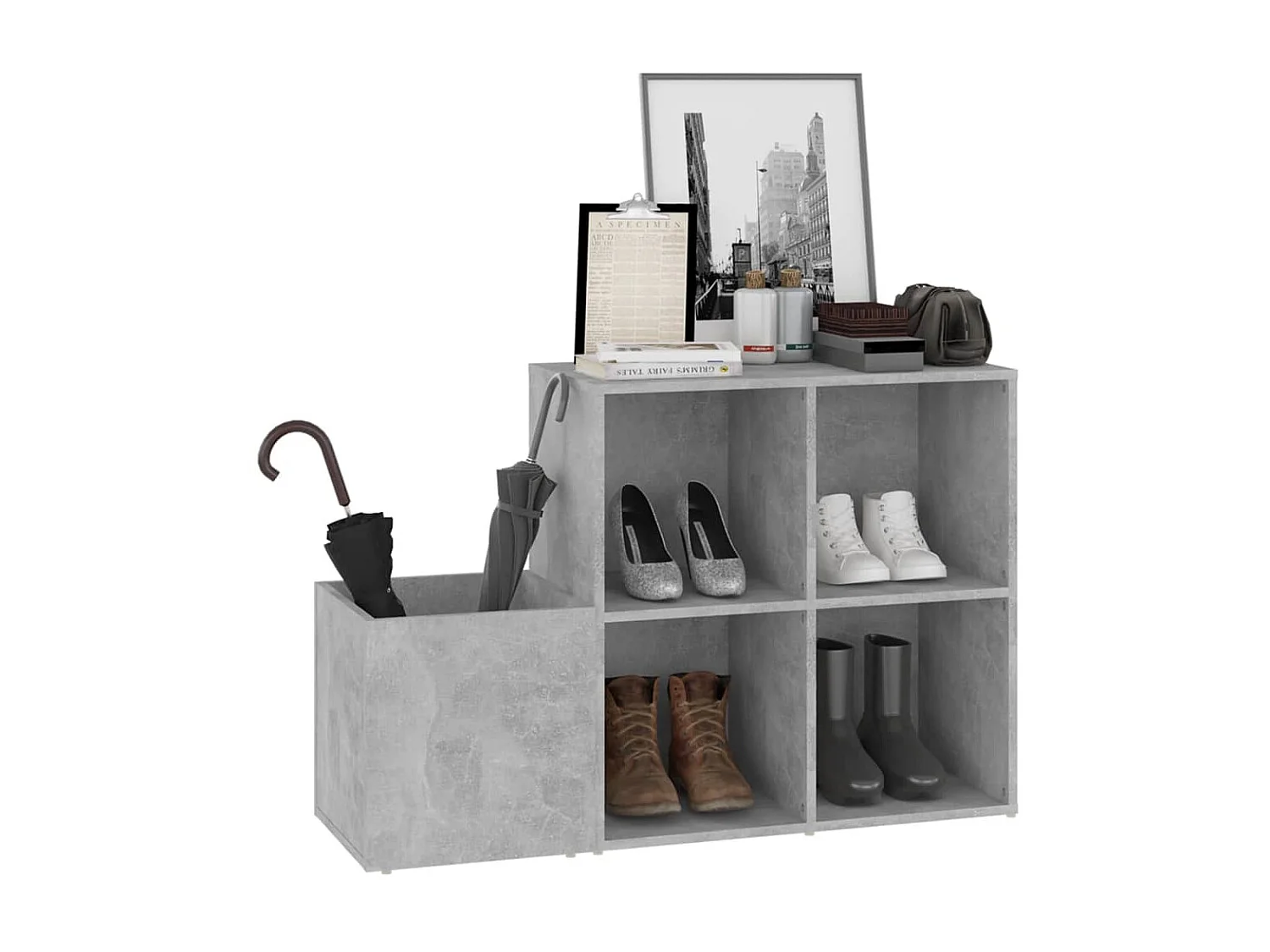 Armoire à chaussures entrée Gris béton 105x35,5x70 cm Aggloméré