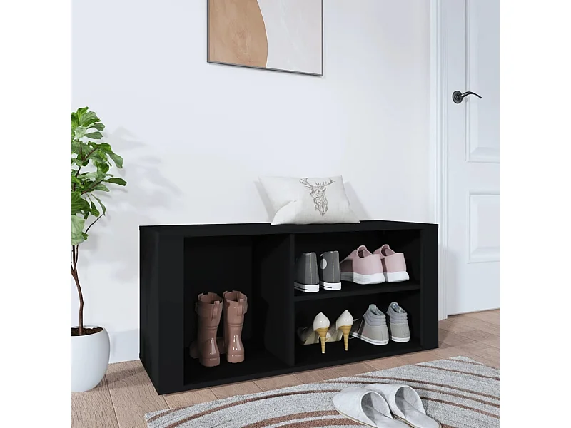 Armoire à chaussures Noir 100x35x45 cm Bois d'ingénierie