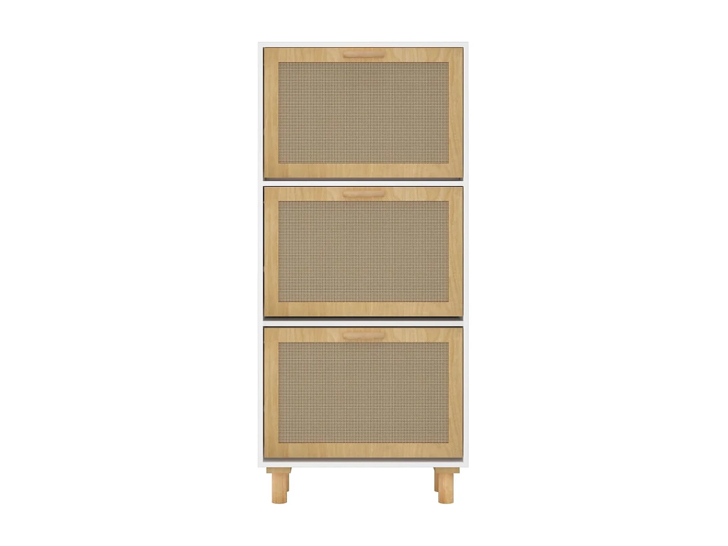 Sapateira Branco 52x25x115 cm Madeira trabalhada/rattan