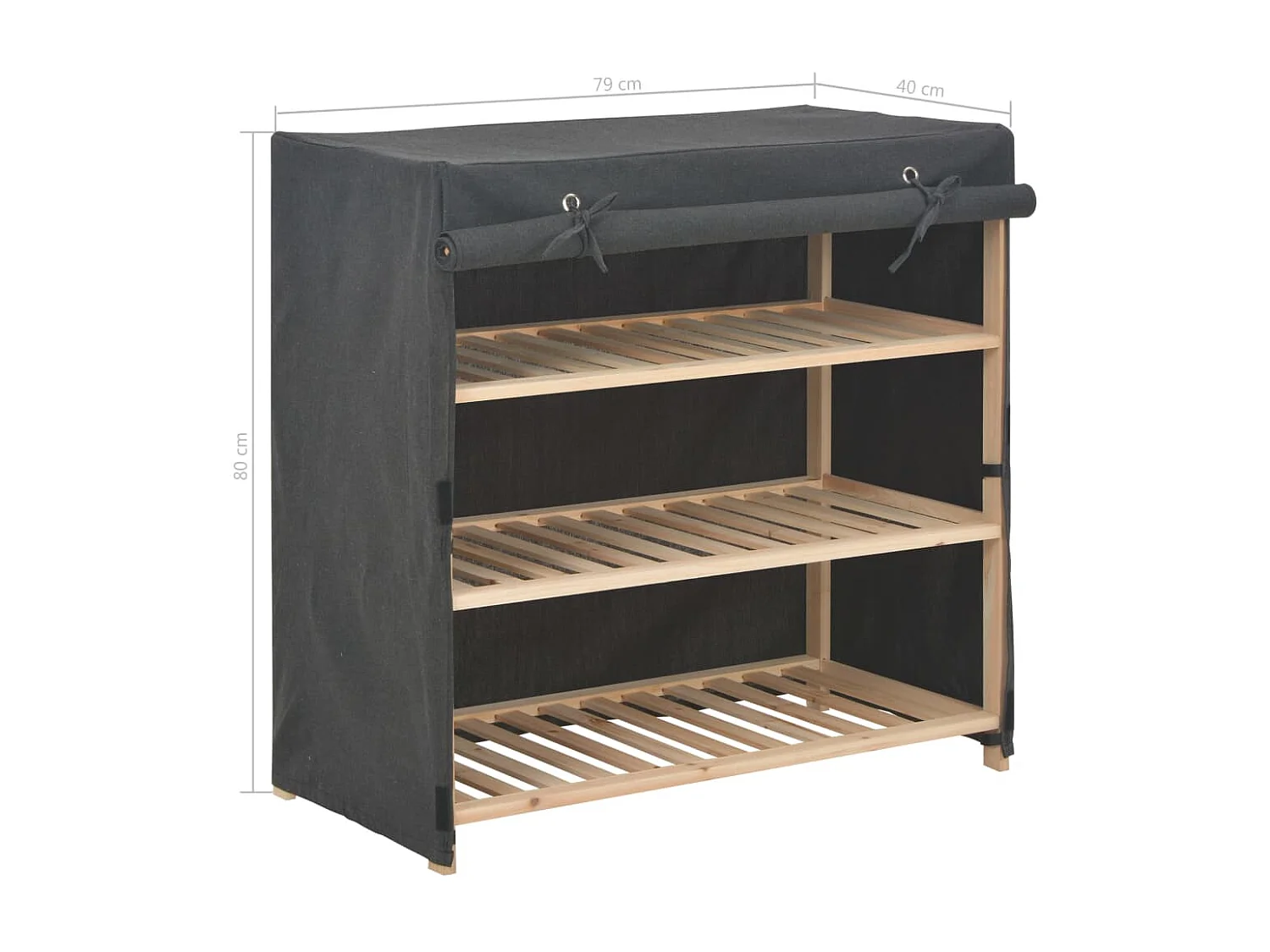 Schuhschrank mit Bezug Grau 79x40x80 cm Stoff