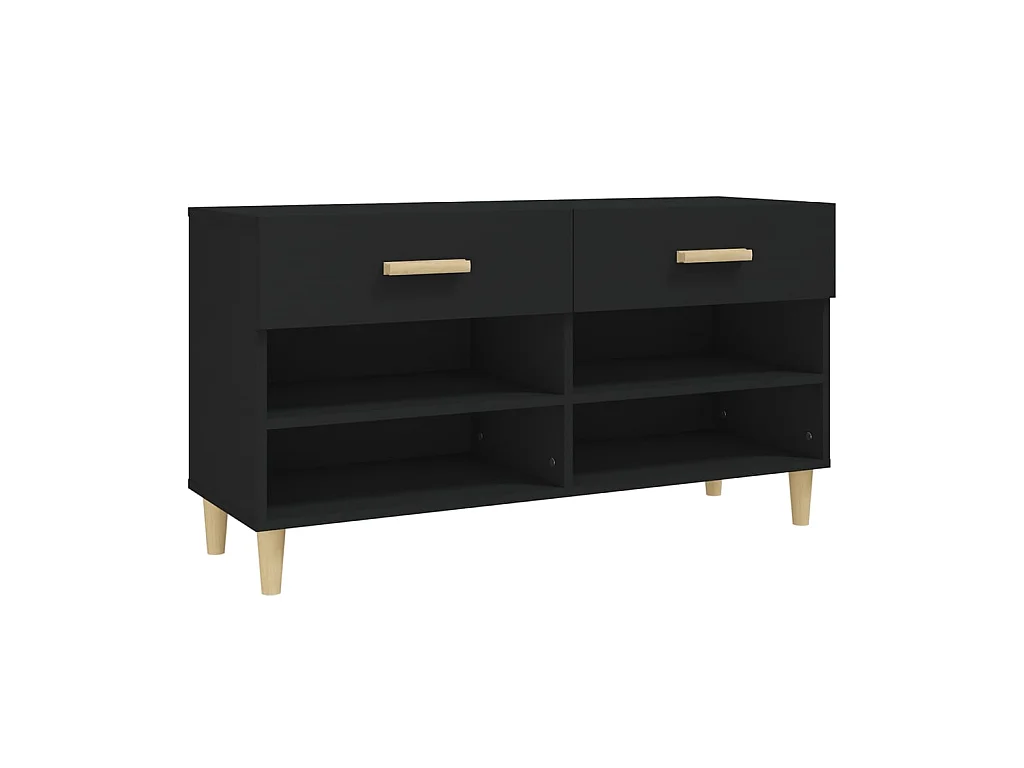 Schoenenkast Zwart 102x35x55 cm Bewerkt hout