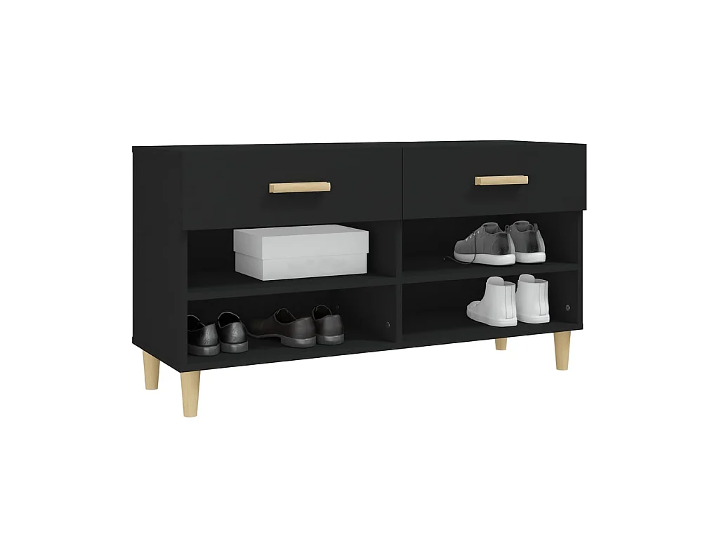 Schoenenkast Zwart 102x35x55 cm Bewerkt hout