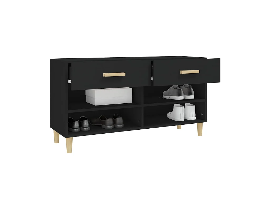 Schoenenkast Zwart 102x35x55 cm Bewerkt hout