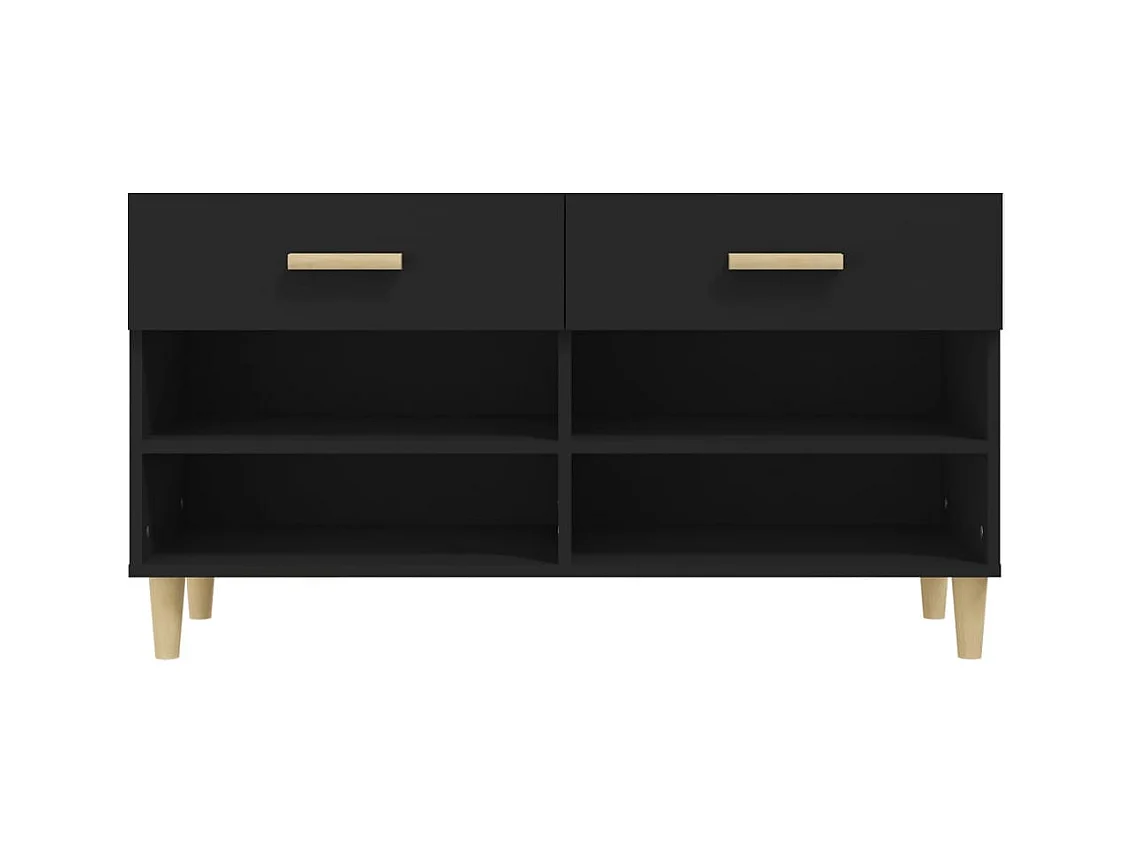 Schoenenkast Zwart 102x35x55 cm Bewerkt hout