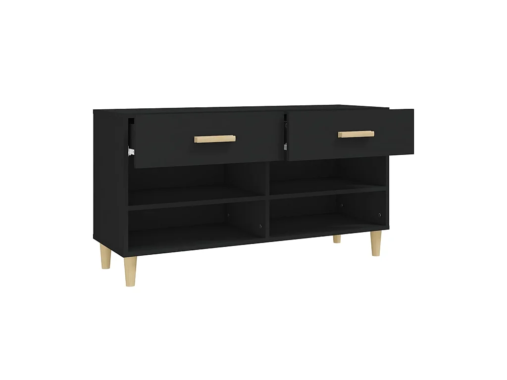 Schoenenkast Zwart 102x35x55 cm Bewerkt hout