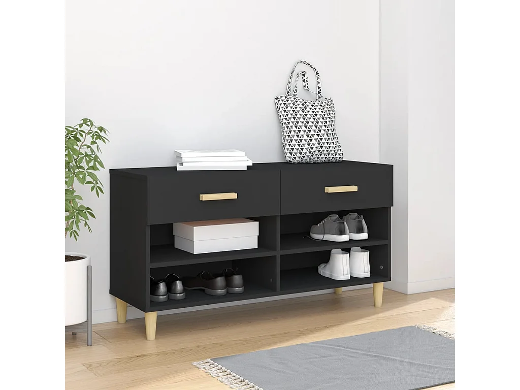 Armoire à chaussures Noir 102x35x55 cm Bois d'ingénierie