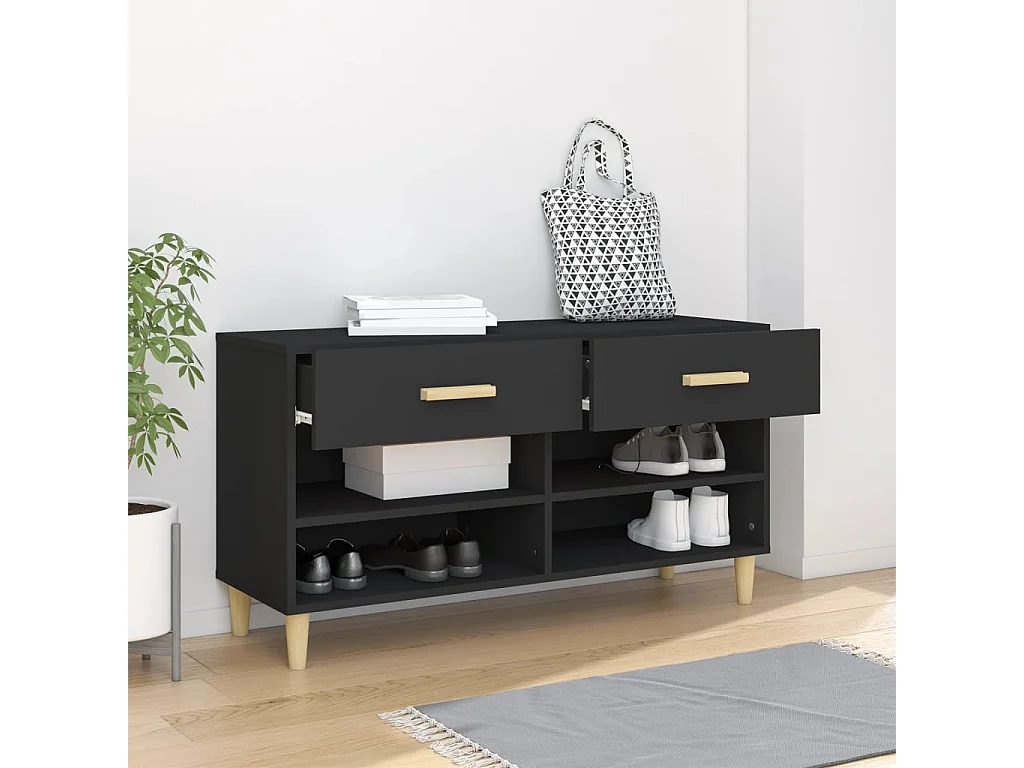 Armoire à chaussures Noir 102x35x55 cm Bois d'ingénierie