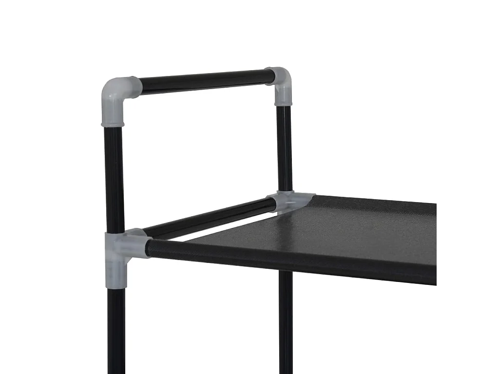 Schoenenrek met 10 planken Metaal en zwarte non-woven stof