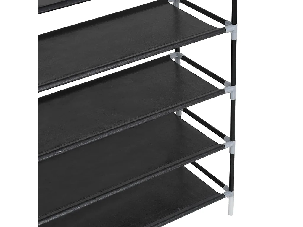 Schoenenrek met 10 planken Metaal en zwarte non-woven stof