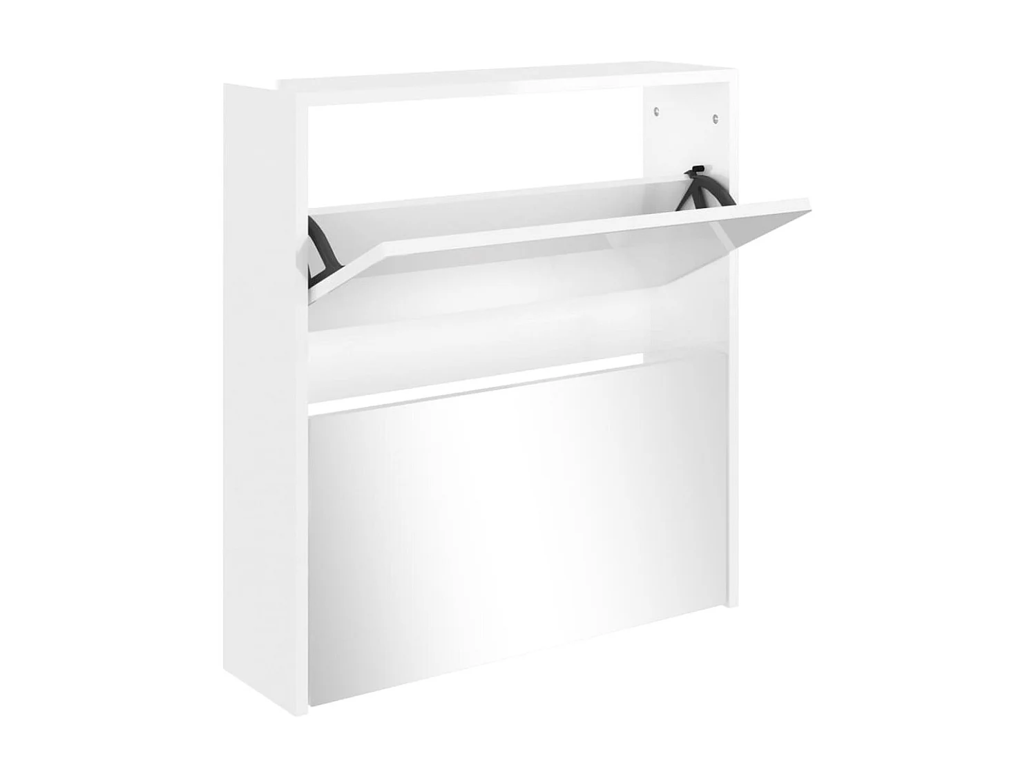 Scarpiera a specchio 2 livelli Bianco lucido 63x17x67cm