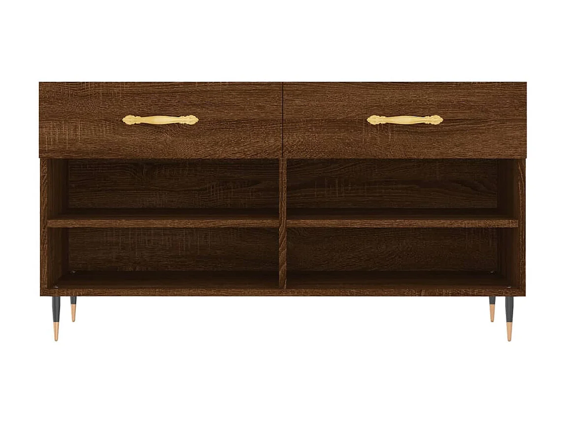 Schuhbank aus brauner Eiche, 102 x 35 x 55 cm, Holzwerkstoff