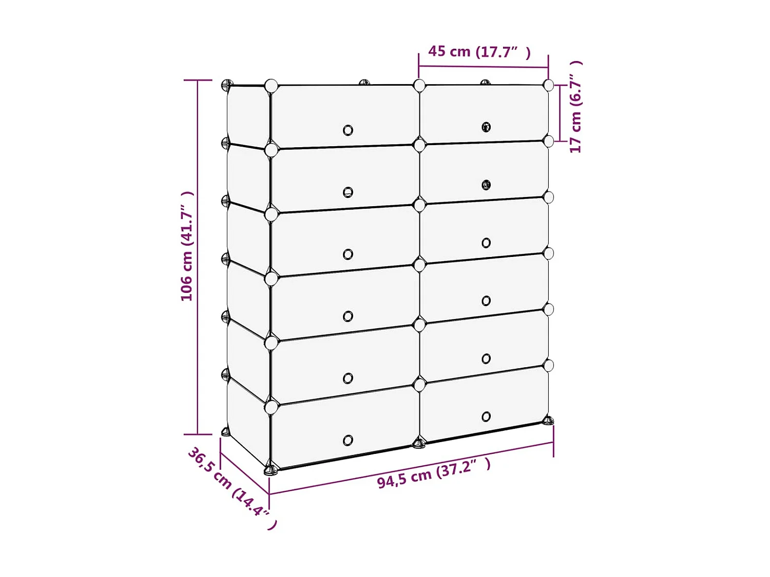 sapateira preta 94,5x36,5x106 cm PP