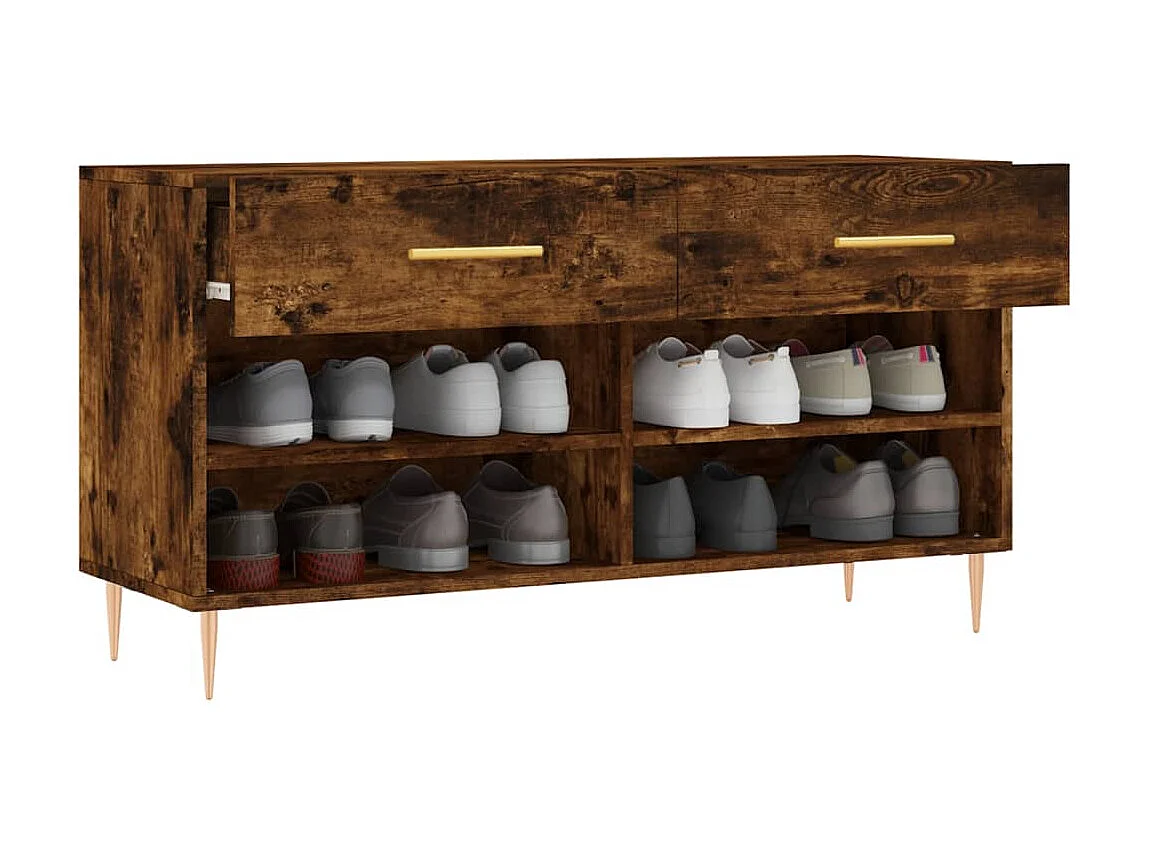 Banc à chaussures chêne fumé 102x35x55 cm bois d'ingénierie