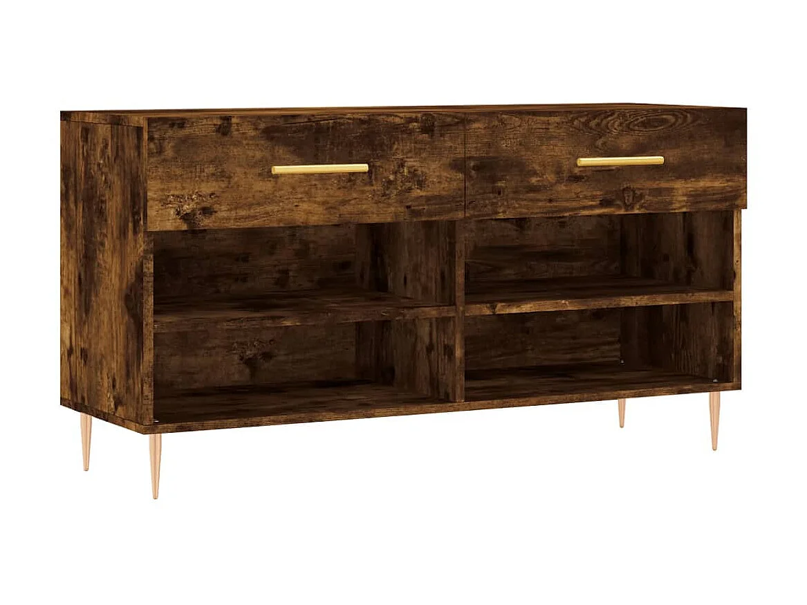 Banc à chaussures chêne fumé 102x35x55 cm bois d'ingénierie