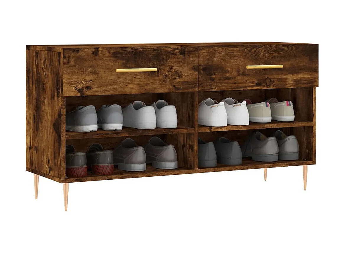 Banc à chaussures chêne fumé 102x35x55 cm bois d'ingénierie