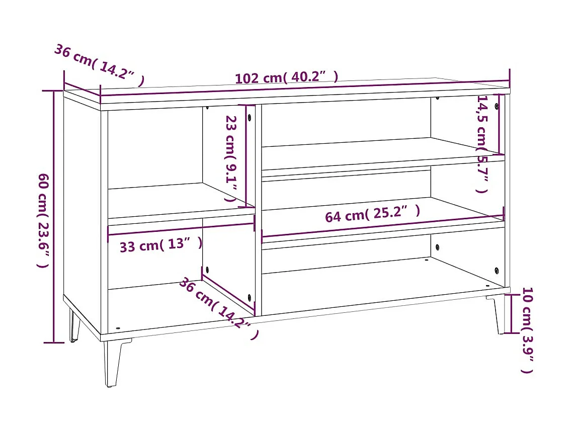 Schoenenkast Zwart 102x36x60 cm Bewerkt hout