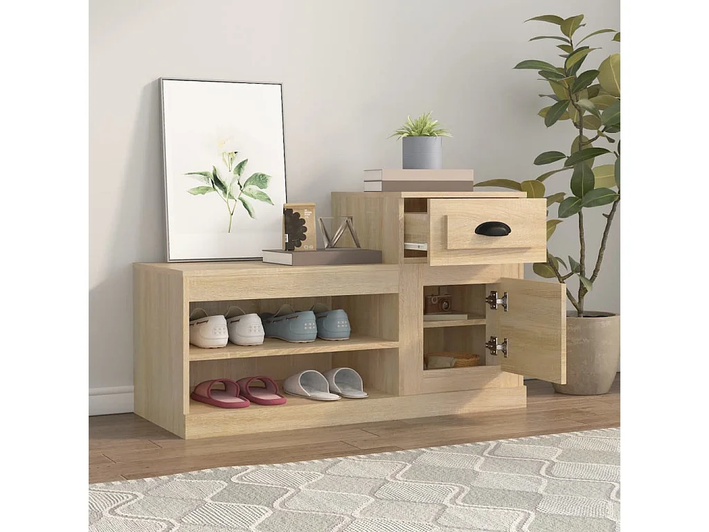 Armoire à chaussures chêne sonoma 100x42x60cm bois d'ingénierie