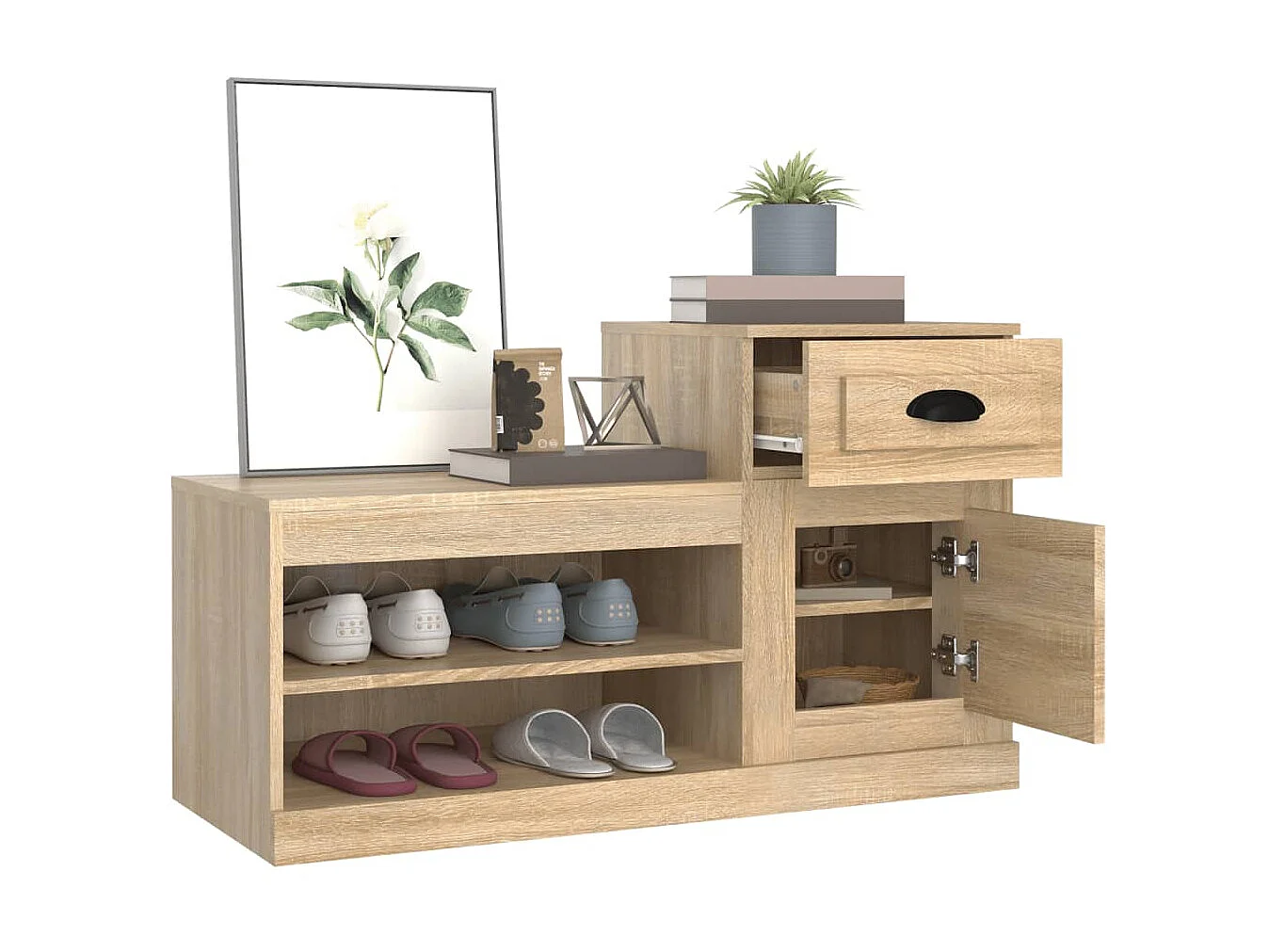 Armoire à chaussures chêne sonoma 100x42x60cm bois d'ingénierie