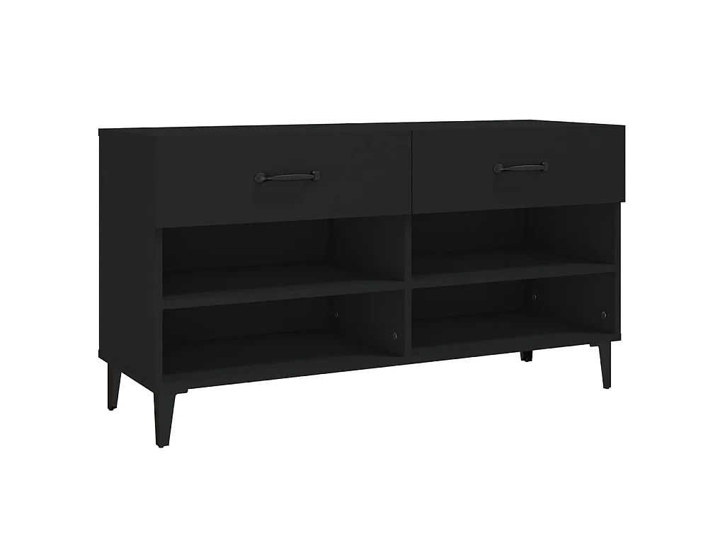 Schoenenkast Zwart 102x35x55 cm Bewerkt hout