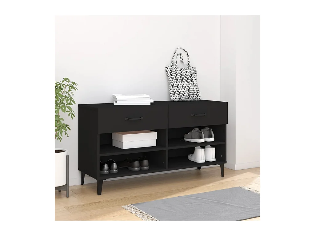 Armoire à chaussures Noir 102x35x55 cm Bois d'ingénierie