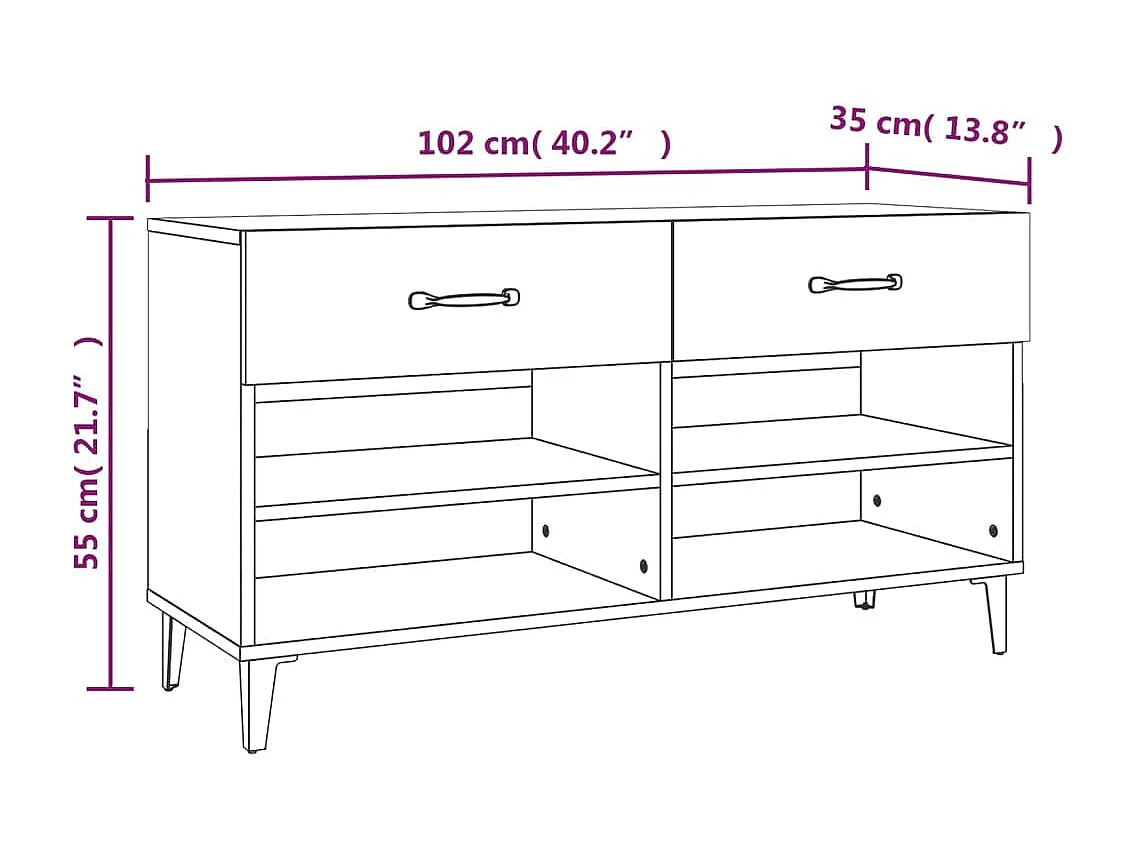 Armoire à chaussures Noir 102x35x55 cm Bois d'ingénierie