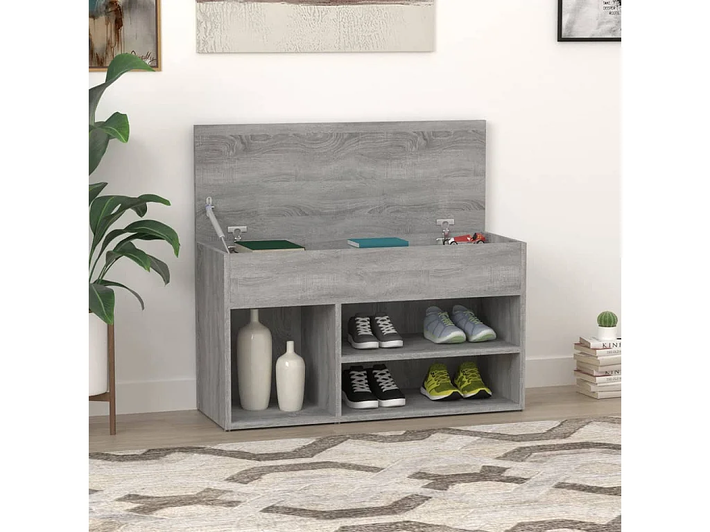 Banc à chaussures Sonoma gris 80x30x45 cm Bois d'ingénierie