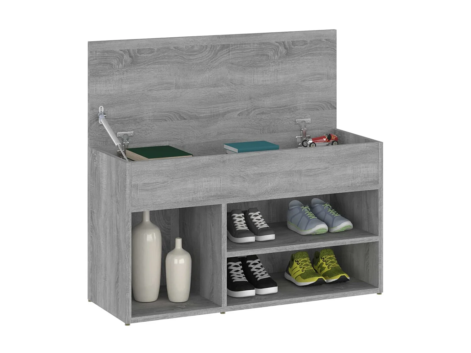 Sonoma schoenenbank grijs 80x30x45 cm Bewerkt hout