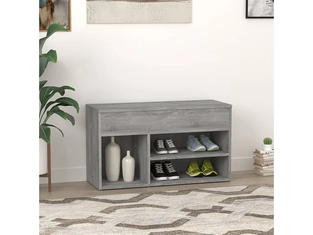 Sonoma schoenenbank grijs 80x30x45 cm Bewerkt hout