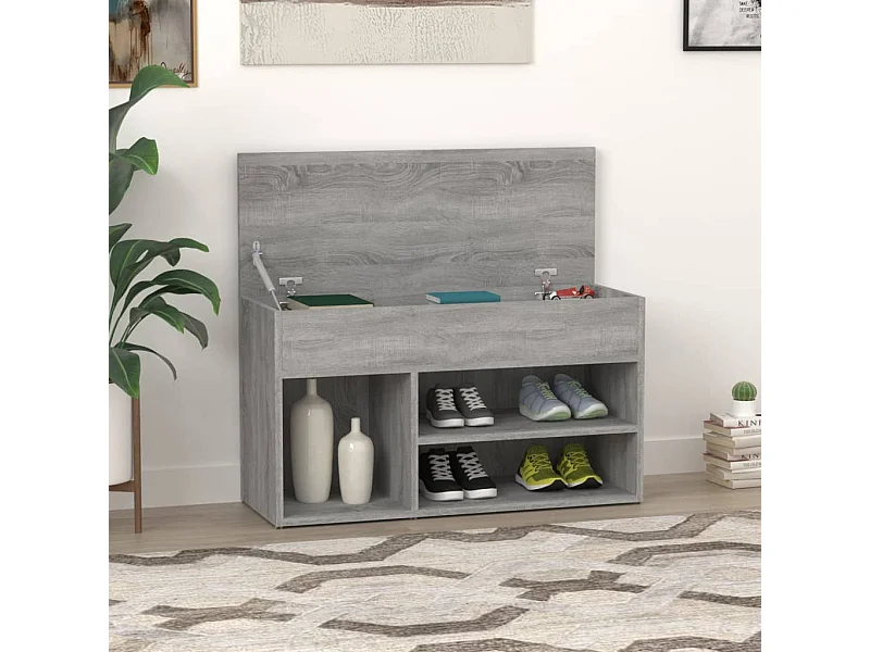 Sonoma schoenenbank grijs 80x30x45 cm Bewerkt hout